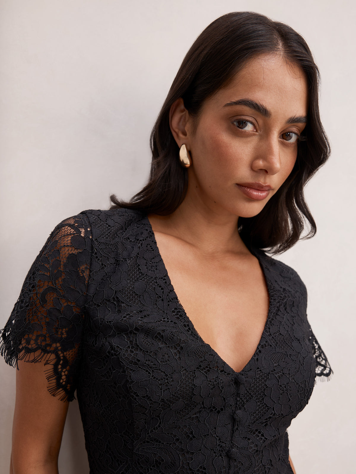 Vienna Lace V Neck Top