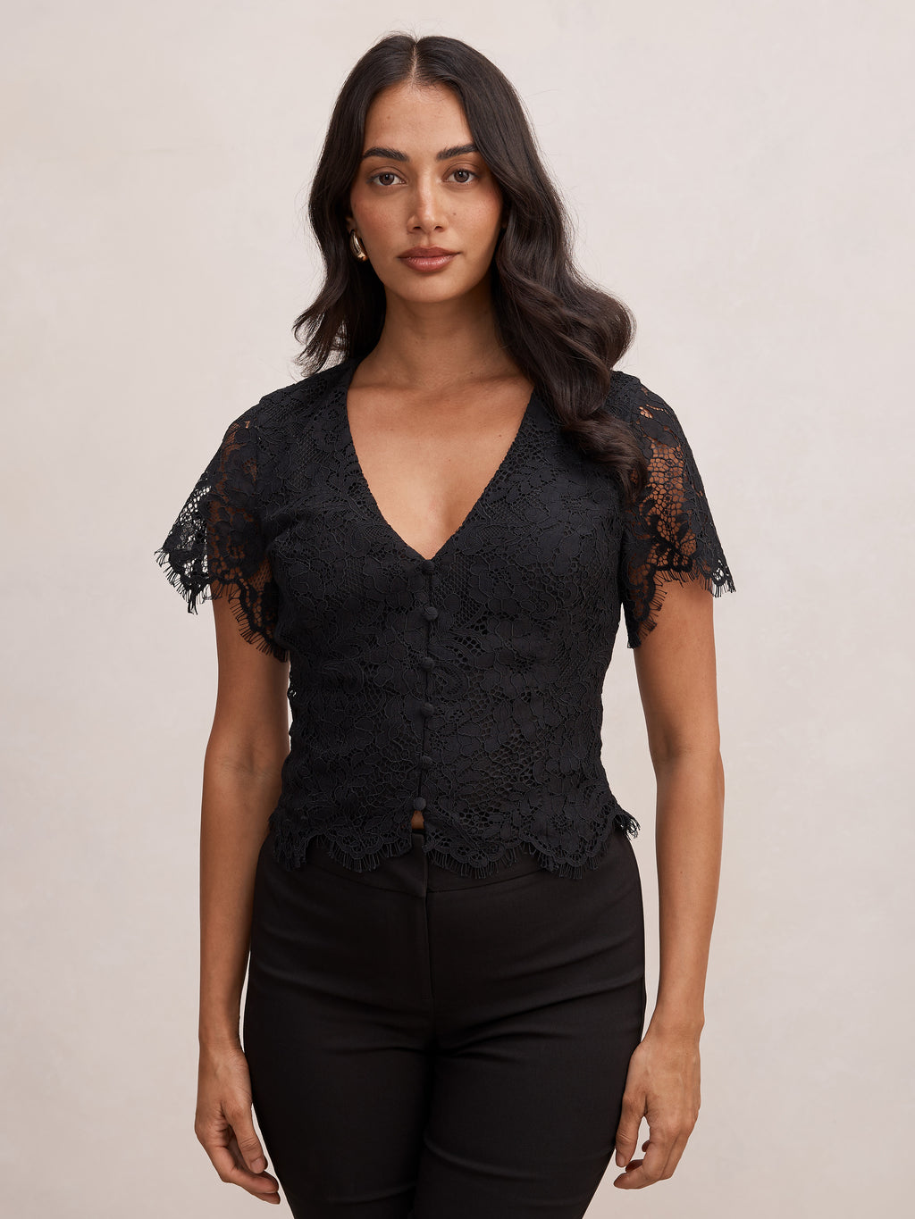 Vienna Lace V Neck Top