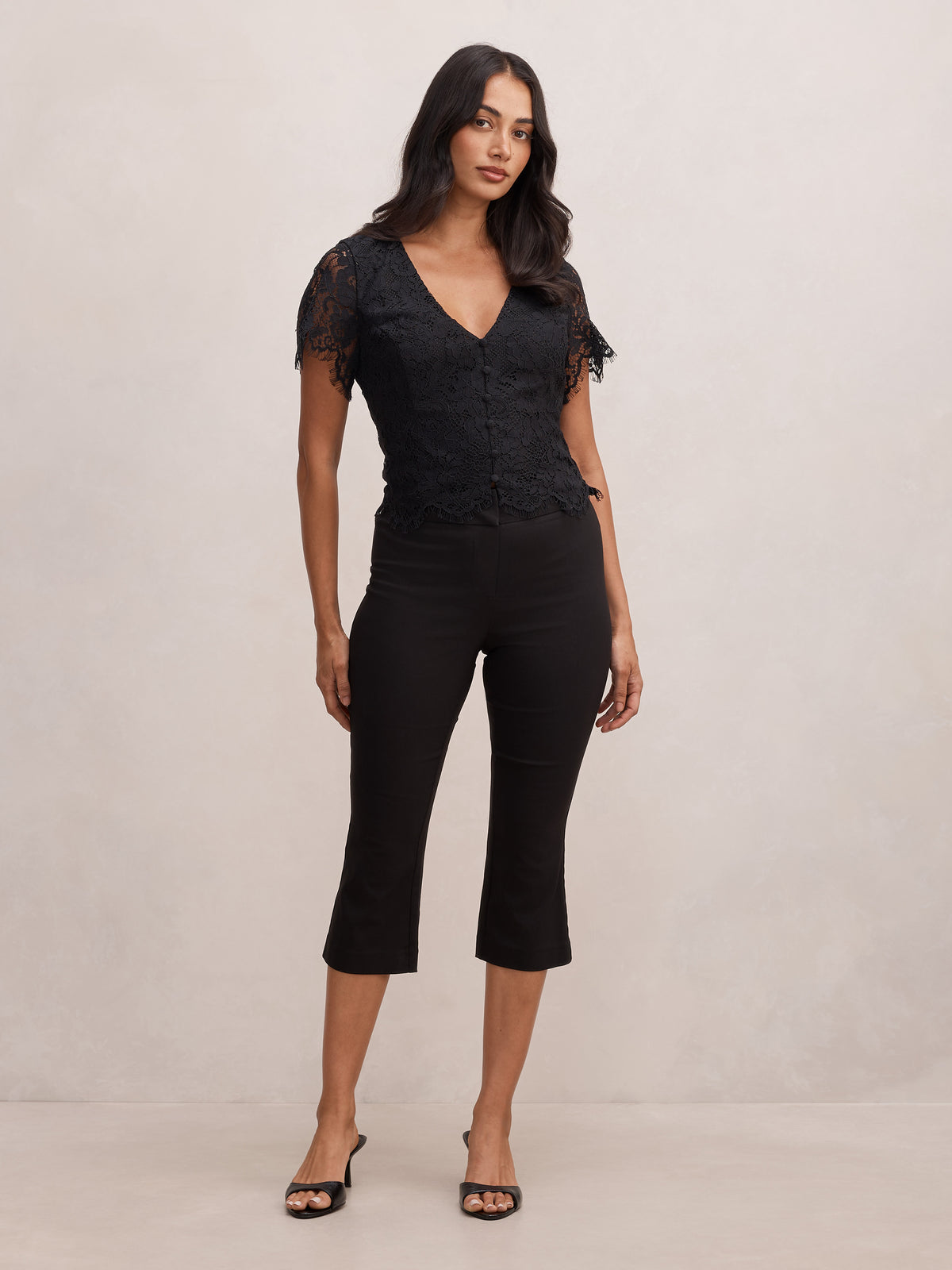 Vienna Lace V Neck Top