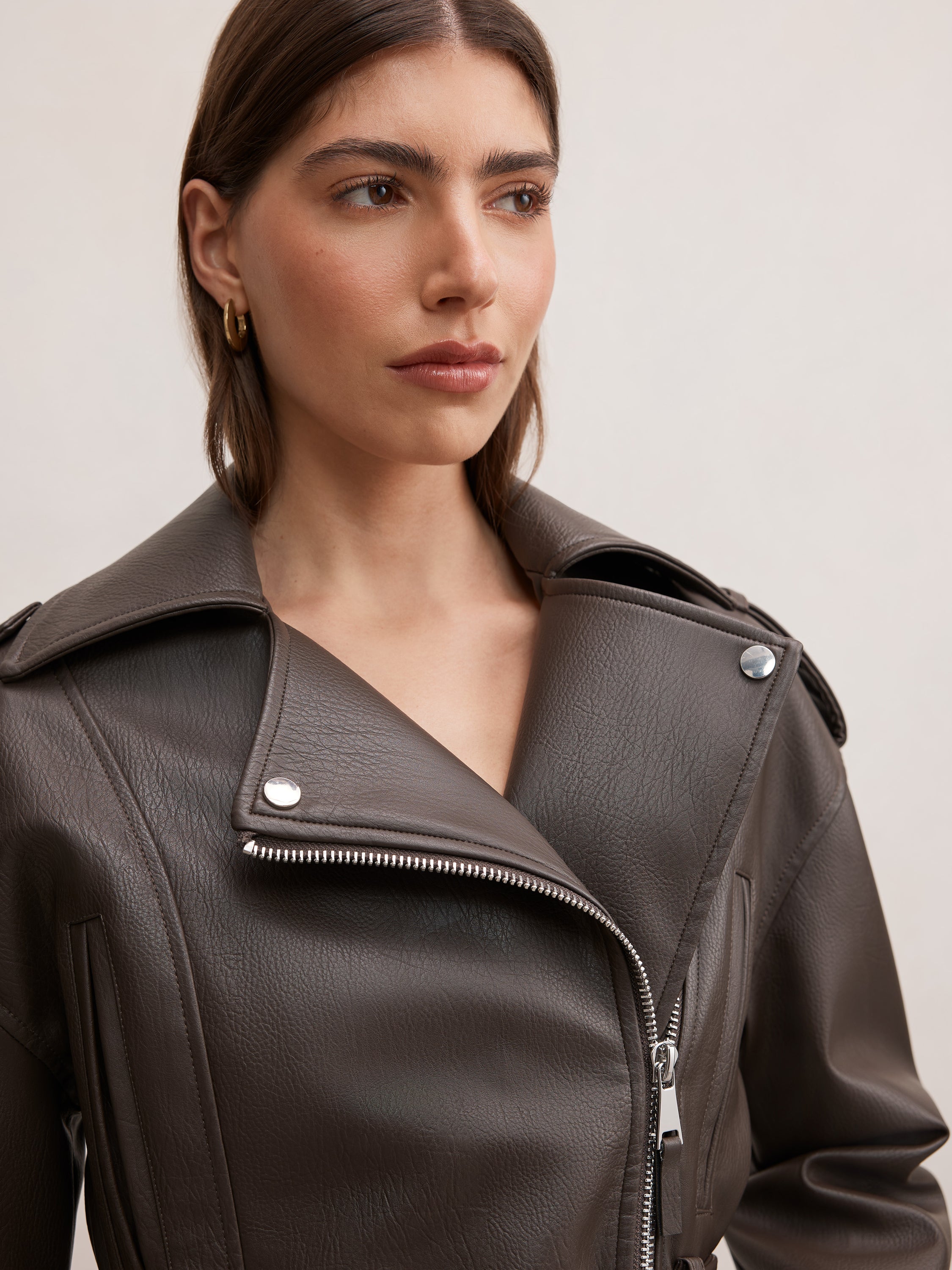 Brooklyn PU Belted Biker Jacket