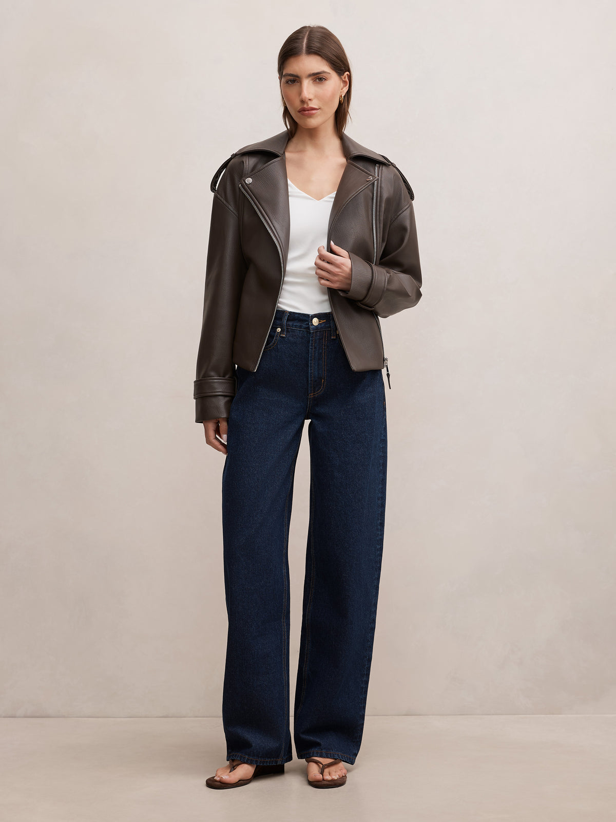 Brooklyn PU Belted Biker Jacket