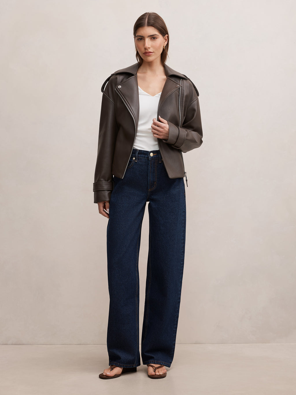 Brooklyn PU Belted Biker Jacket