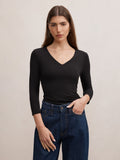 Tia V Neck 3/4 Sleeve Top