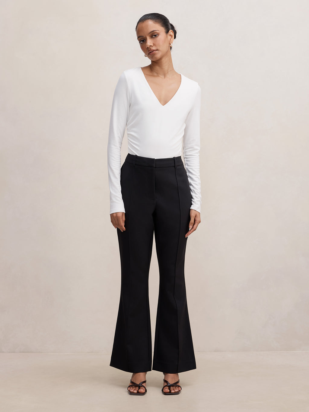 Melanie Petite Pintuck Flare Pant