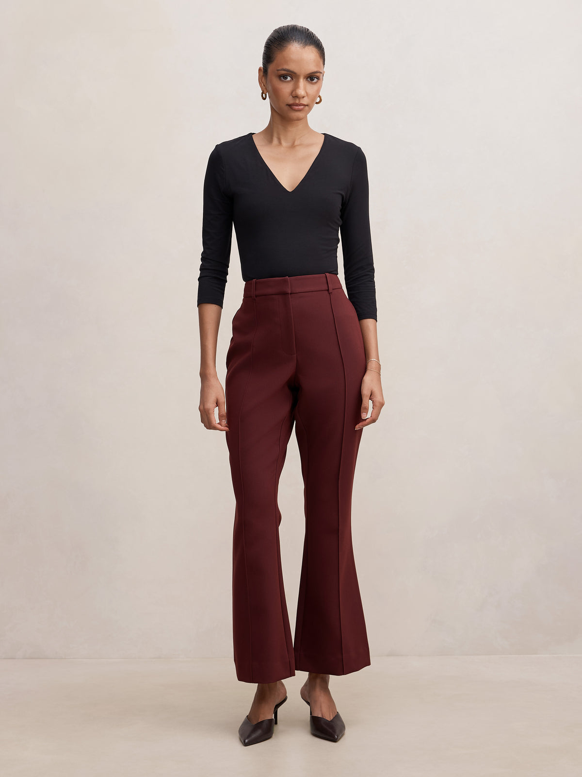Melanie Petite Pintuck Flare Pant