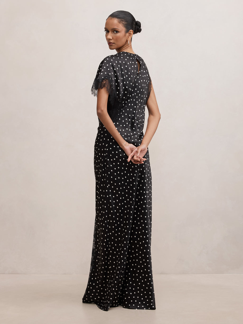 Kody Petite Satin Lace Asym Dress