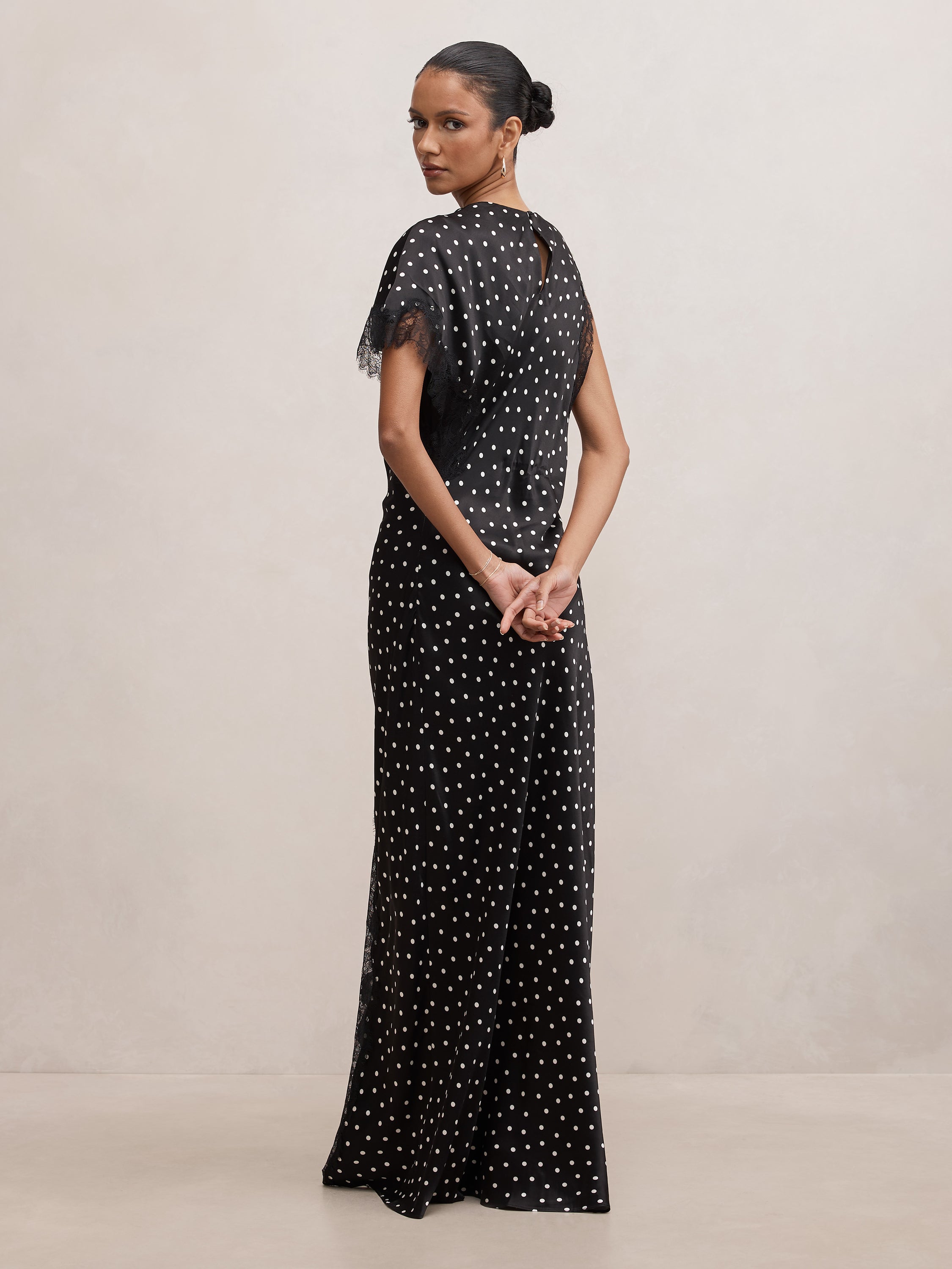 Kody Petite Satin Lace Asym Dress