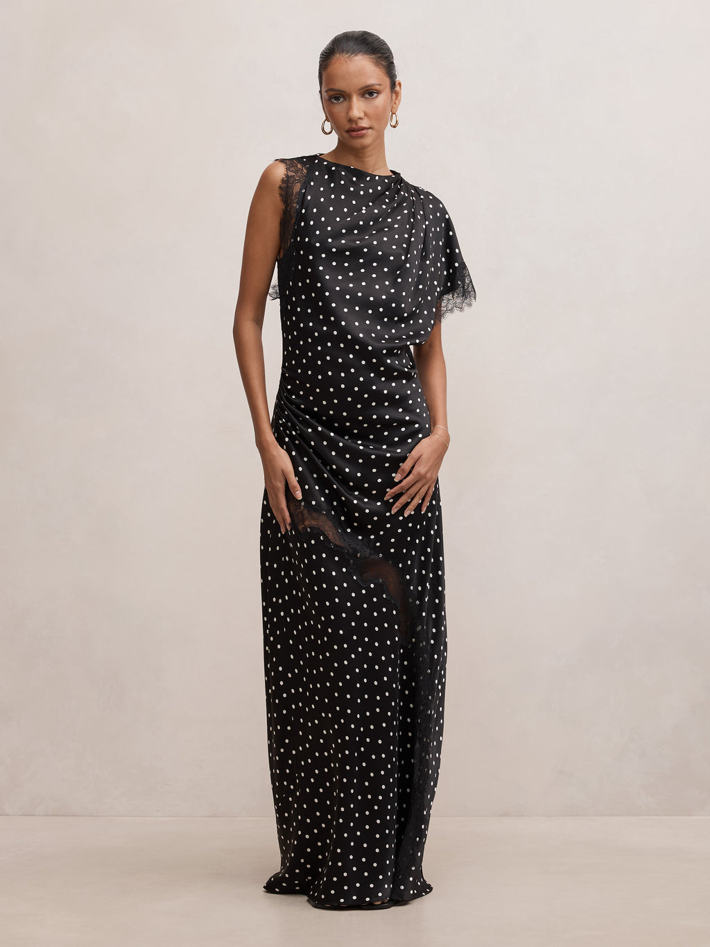 Kody Petite Satin Lace Asym Dress