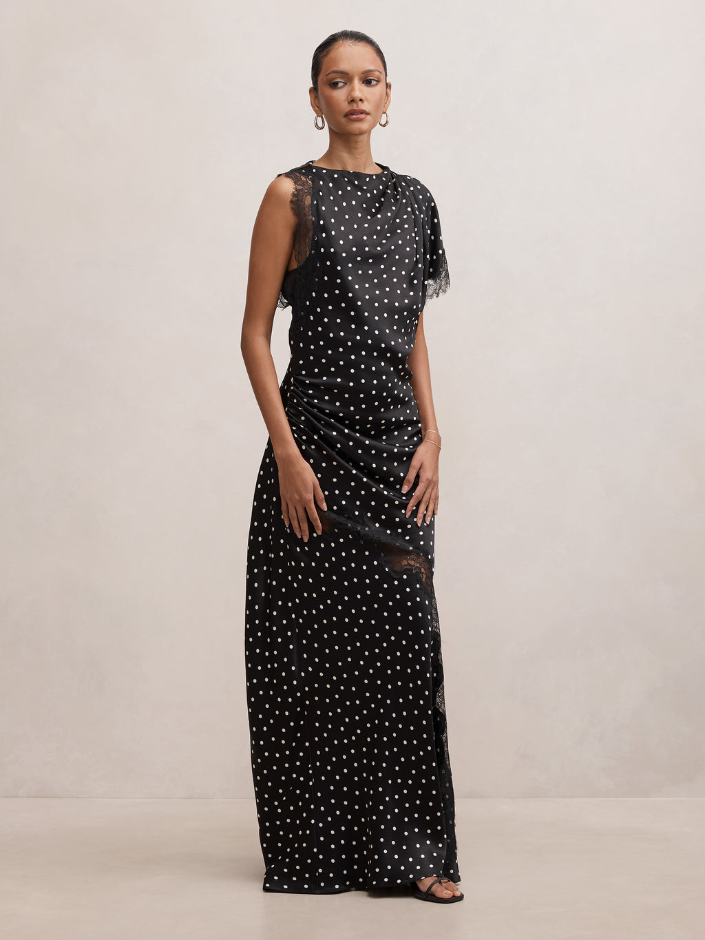 Kody Petite Satin Lace Asym Dress