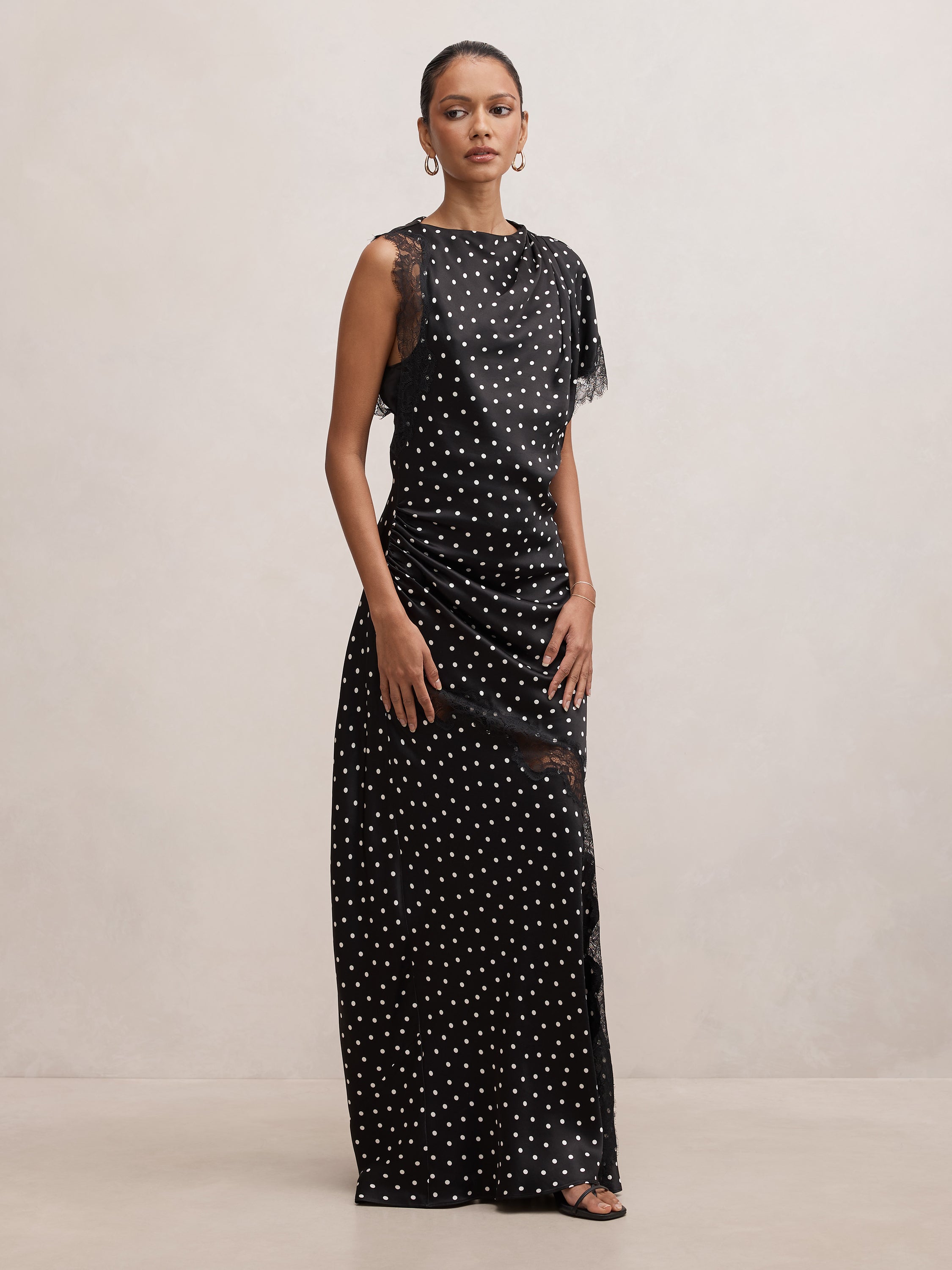 Kody Petite Satin Lace Asym Dress