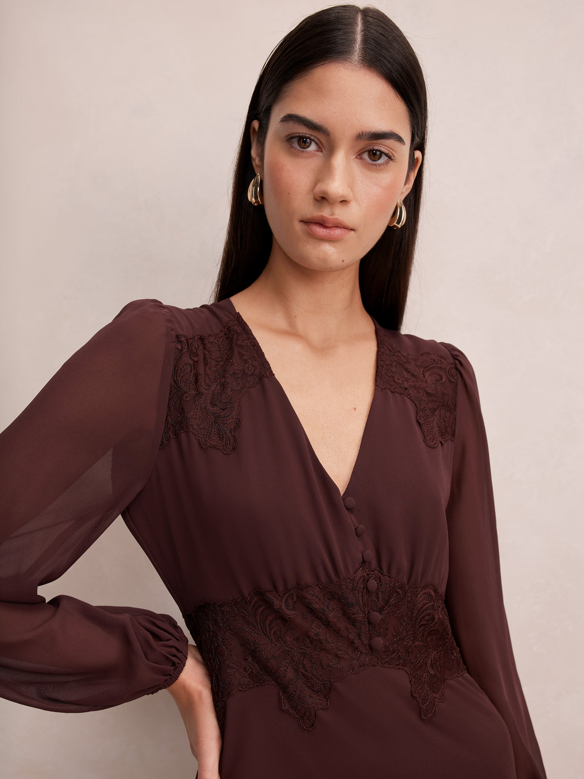 Mackenzie Lace Trim Mini Dress