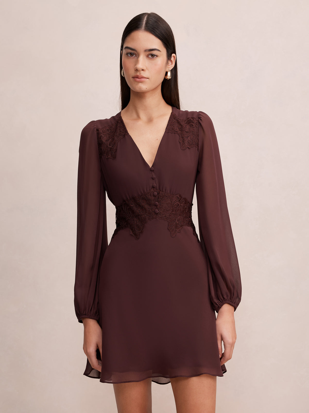 Mackenzie Lace Trim Mini Dress
