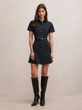Gigi Pleated Button Down Mini Dress