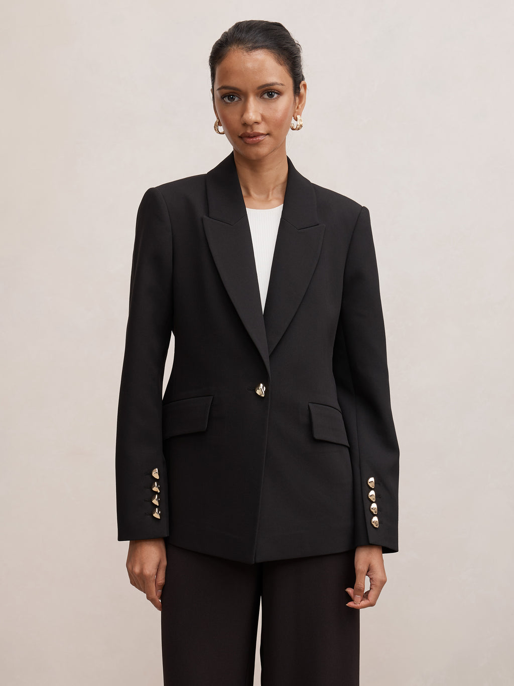 Trixie Petite Gold Button Blazer