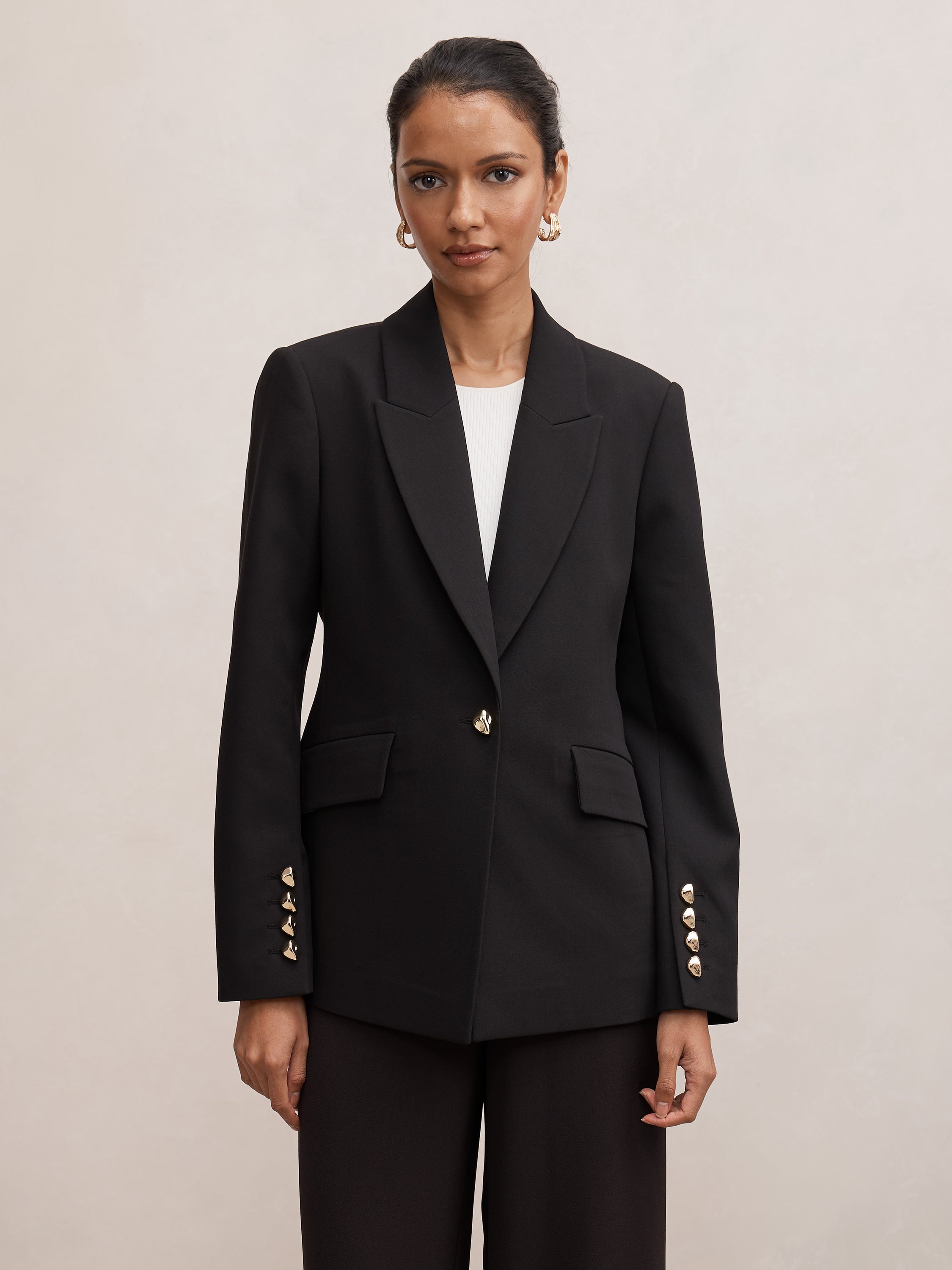 Trixie Petite Gold Button Blazer
