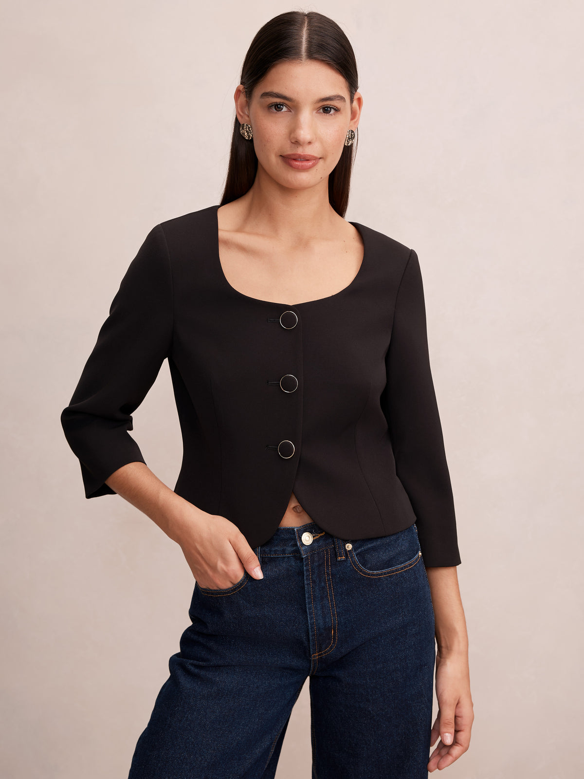 Daphne Structured 3/4 Sleeve Top