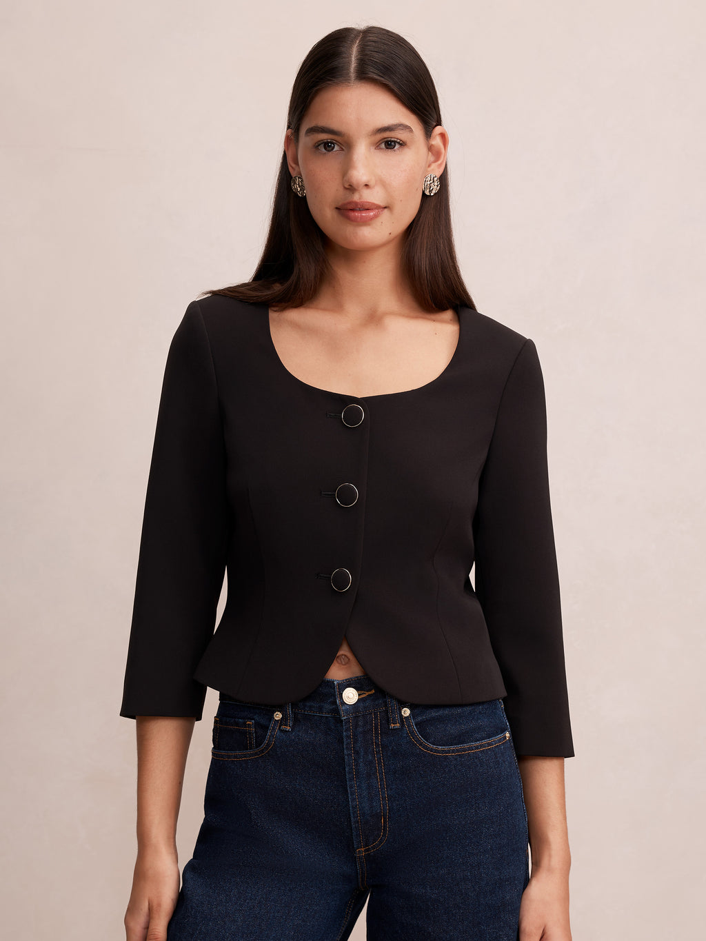 Daphne Structured 3/4 Sleeve Top