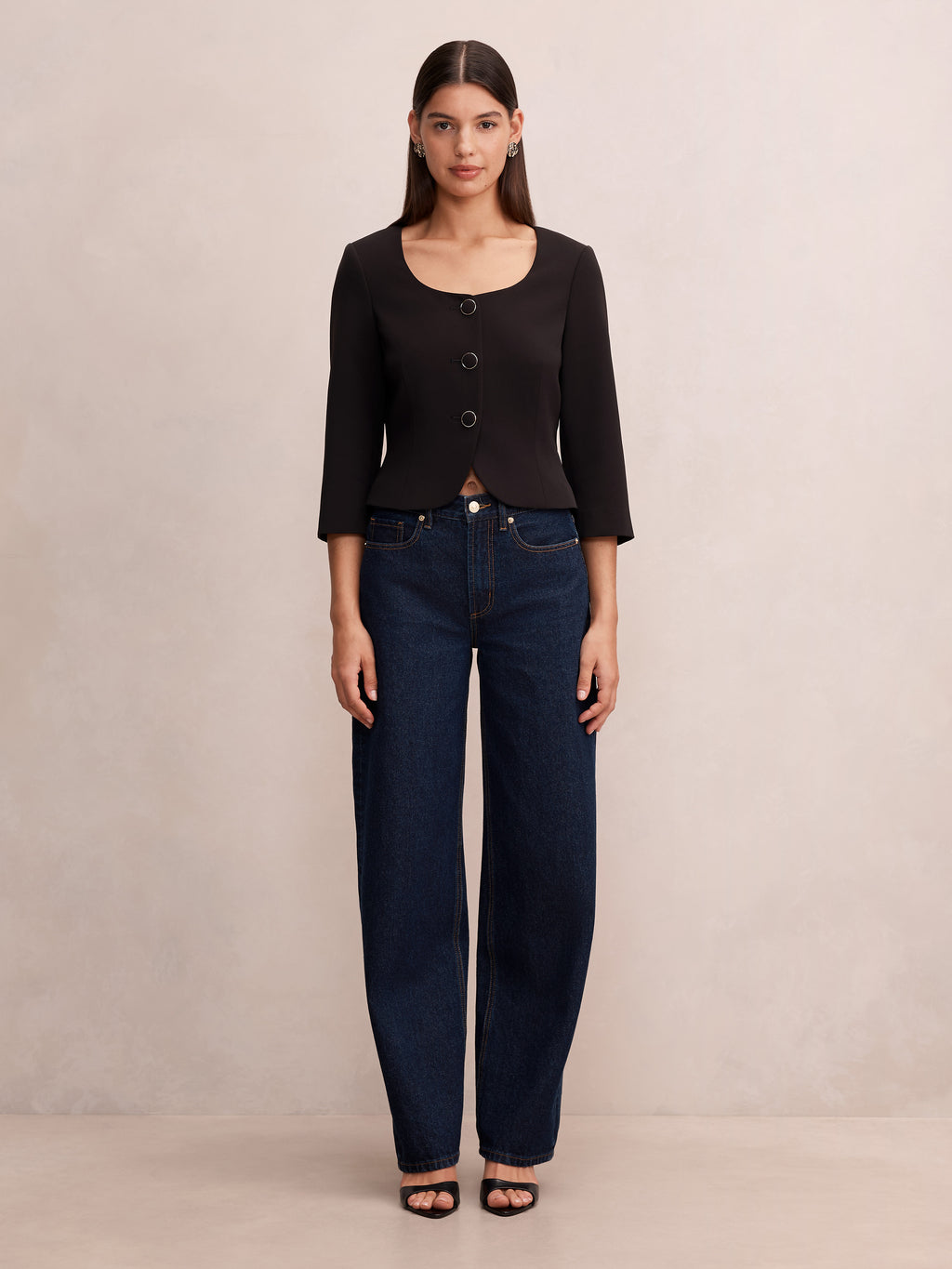 Daphne Structured 3/4 Sleeve Top