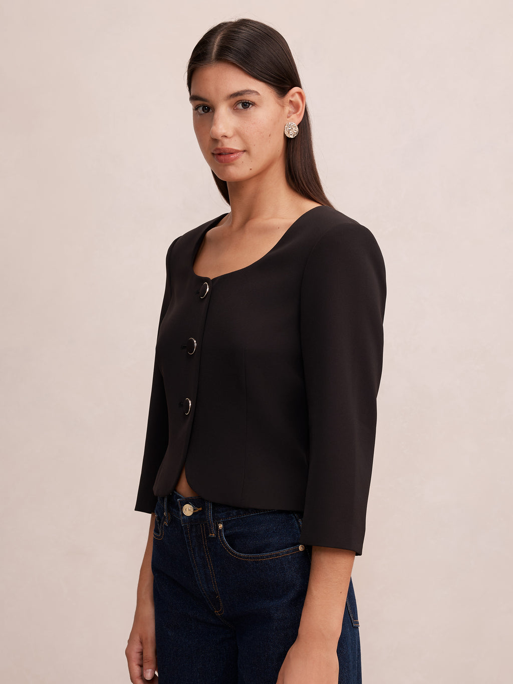 Daphne Structured 3/4 Sleeve Top