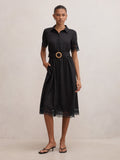 Eliana Lace Trim Linen Midi Dress