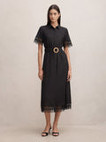 Eliana Lace Trim Linen Midi Dress