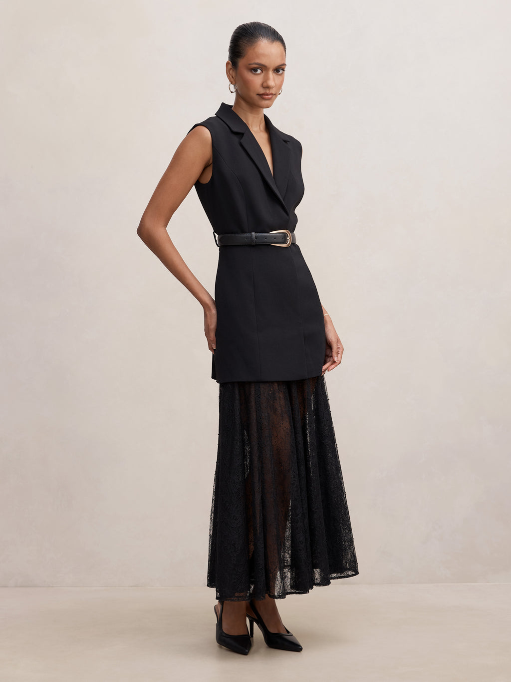 Shanae Petite Lace Sleeveless Dress