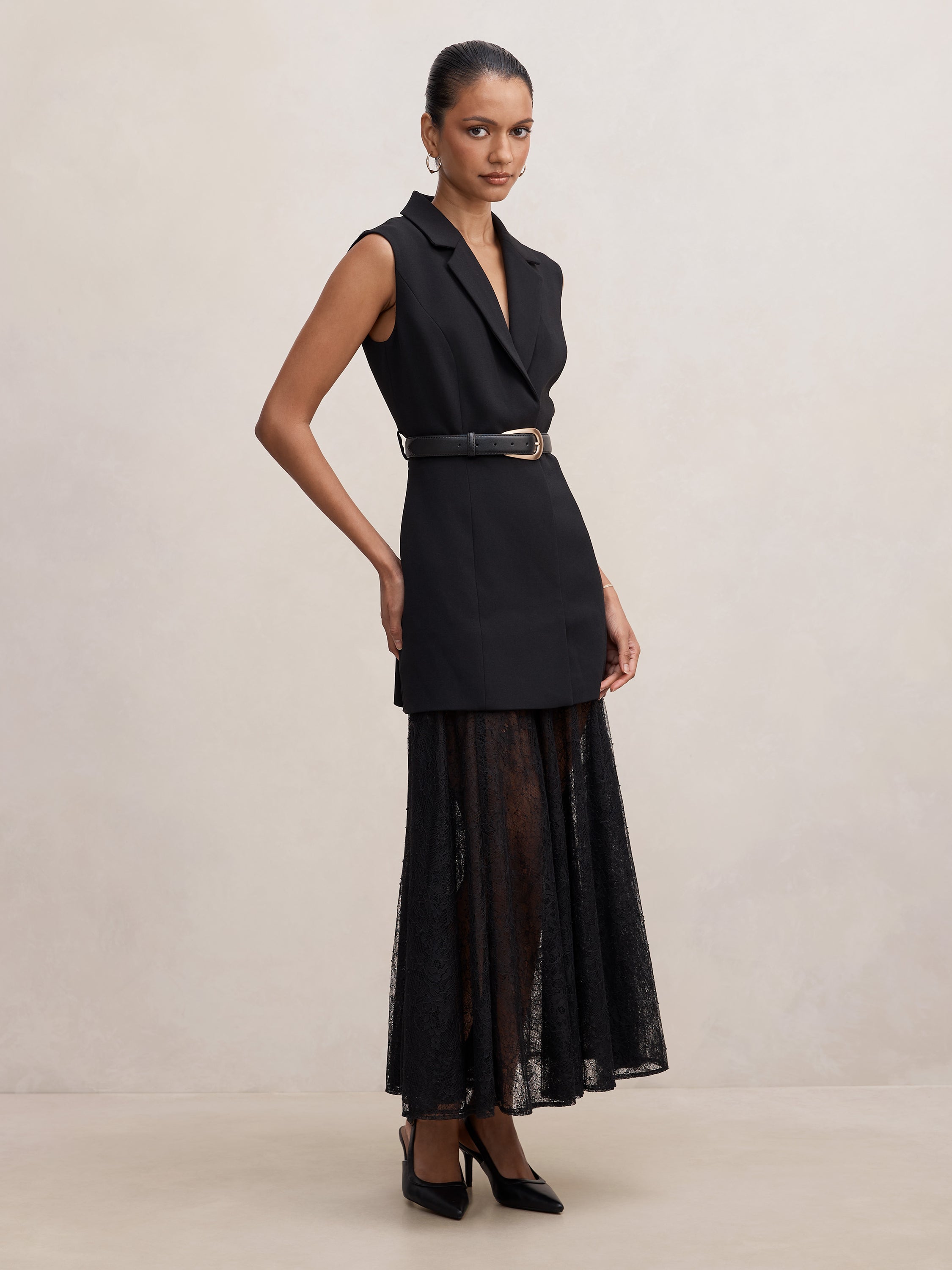 Shanae Petite Lace Sleeveless Dress