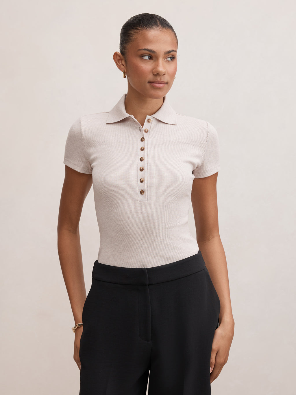 Aaliyah Ribbed Polo T-Shirt