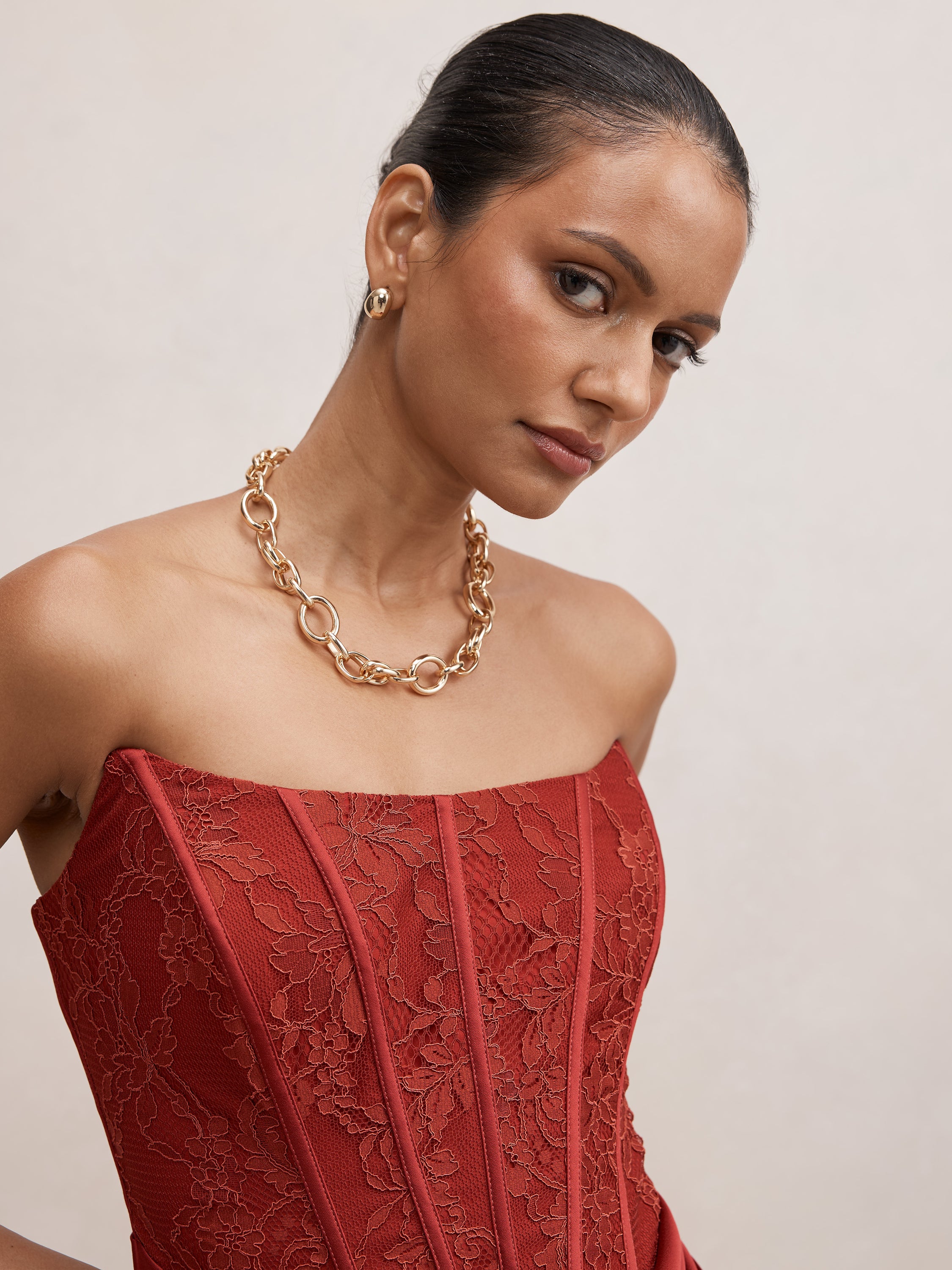 Ivy Petite Lace Corset Drape Maxi