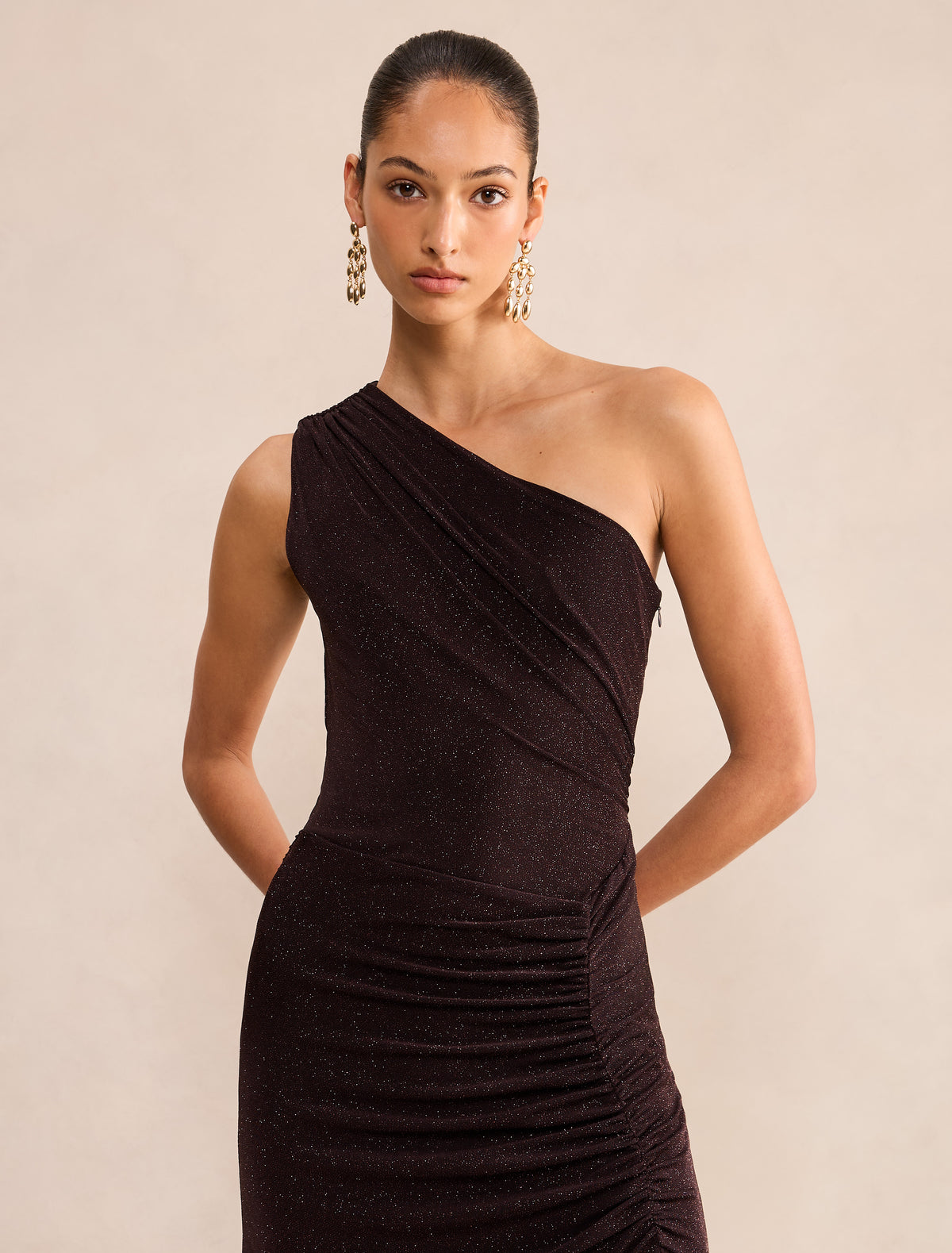 Harley One Shoulder Glitter Maxi