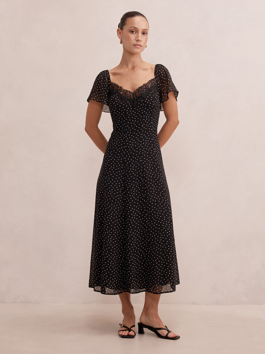 Nia Petite Lace Trim Midi