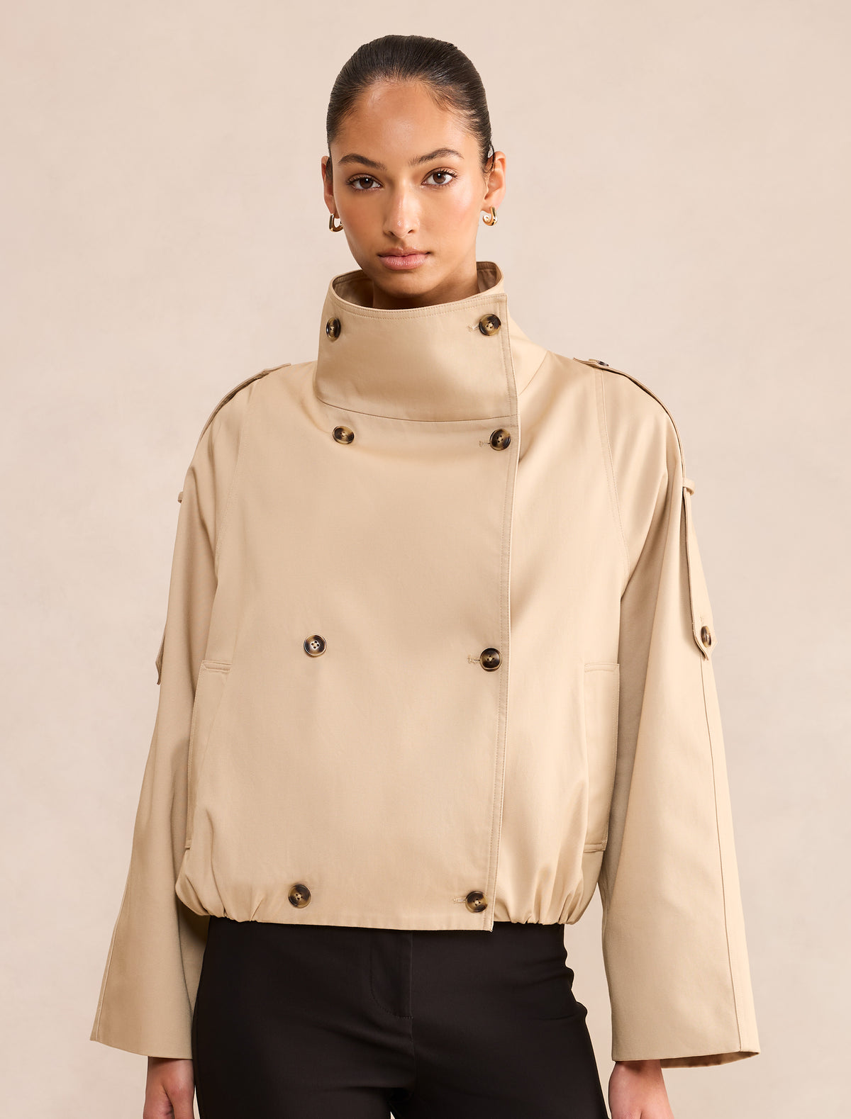 Billie Funnel Neck Short Trench