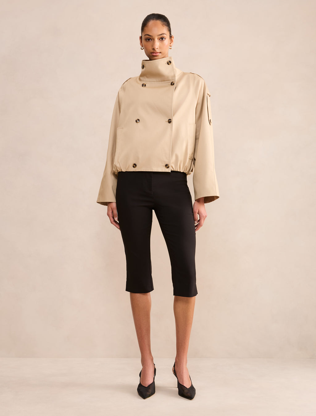 Billie Funnel Neck Short Trench
