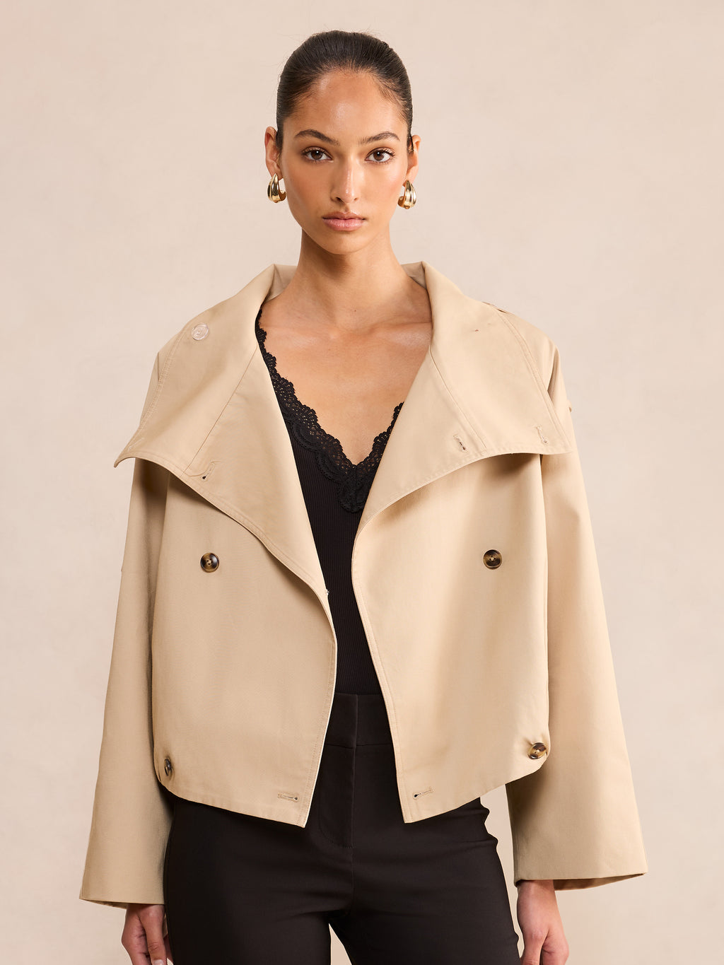 Billie Funnel Neck Short Trench