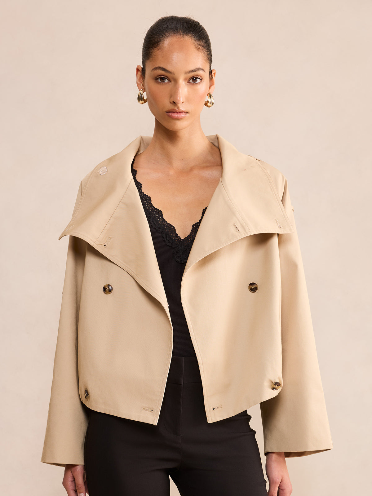 Billie Funnel Neck Short Trench