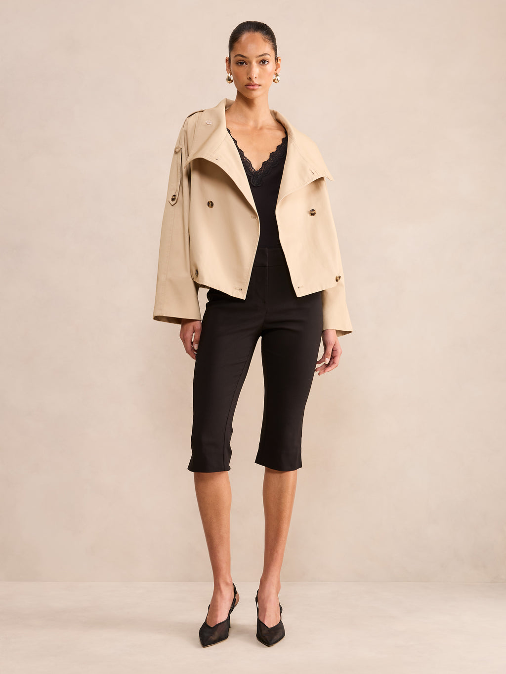 Billie Funnel Neck Short Trench