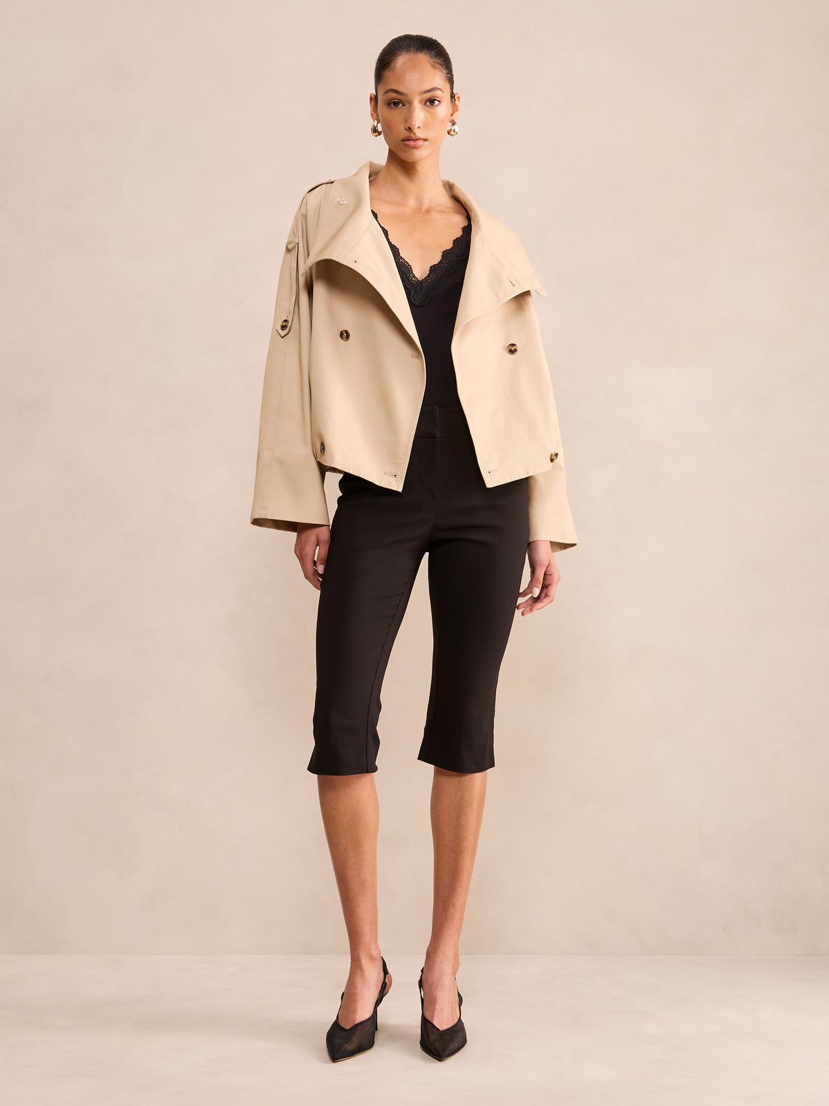 Billie Funnel Neck Short Trench