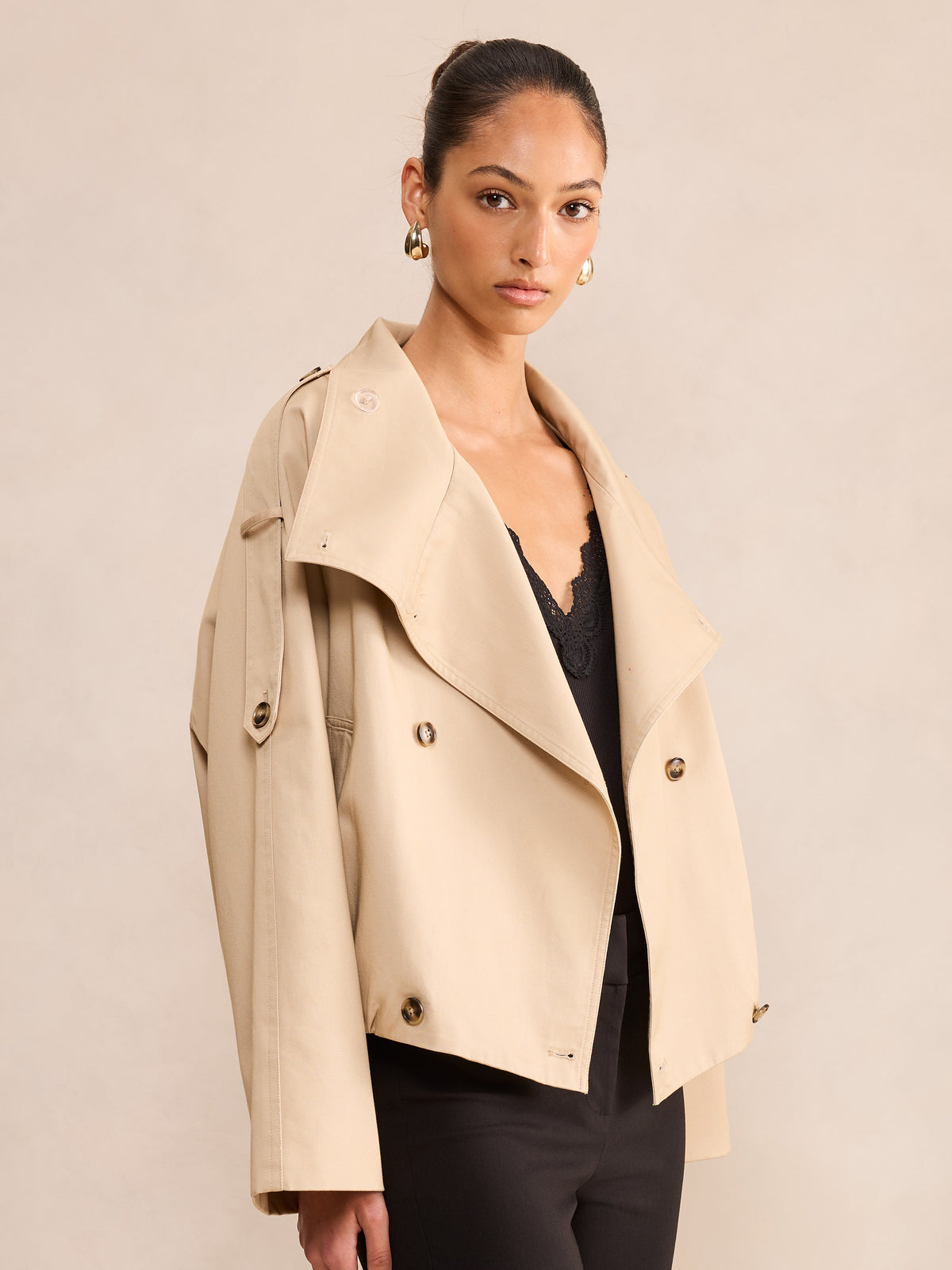 Billie Funnel Neck Short Trench