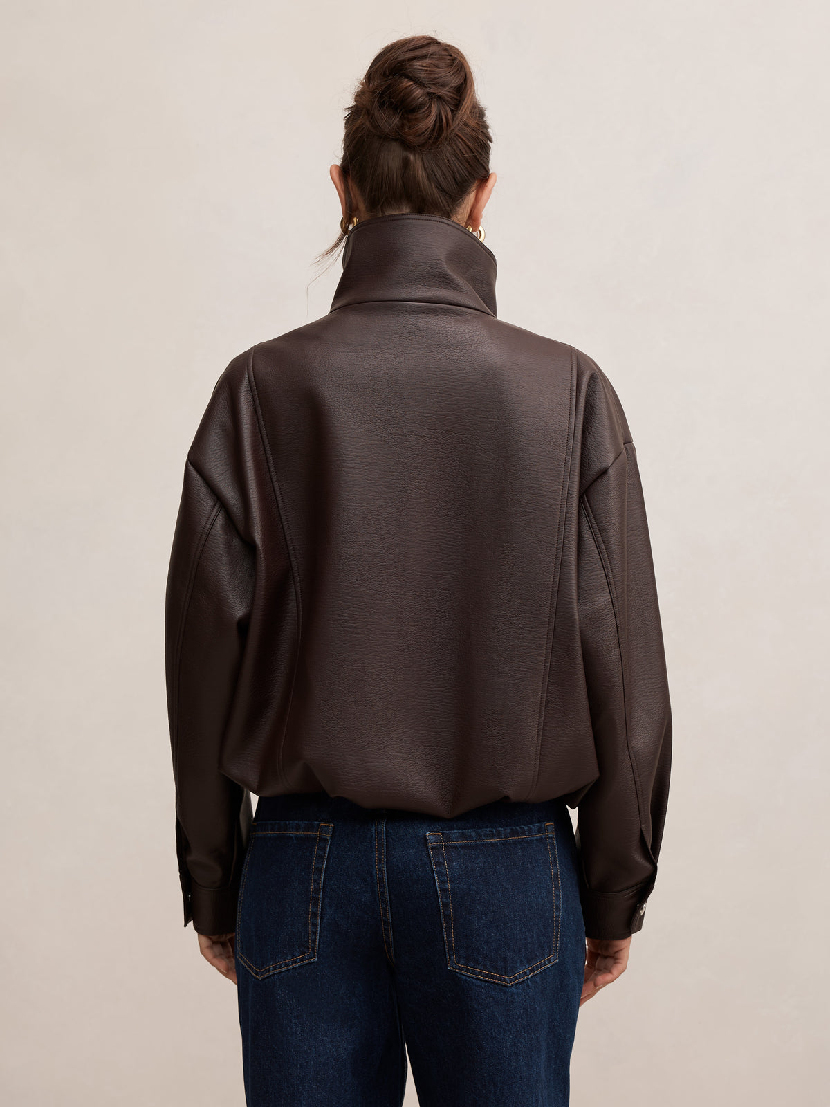 Bex Double Funnel Neck PU Jacket