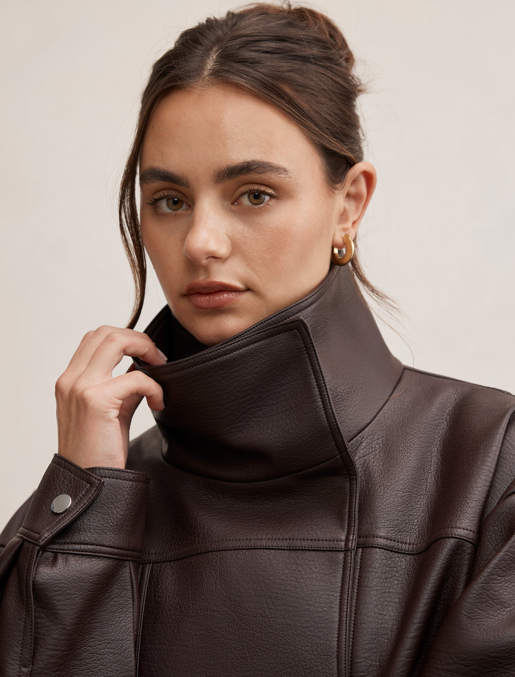 Bex Double Funnel Neck PU Jacket