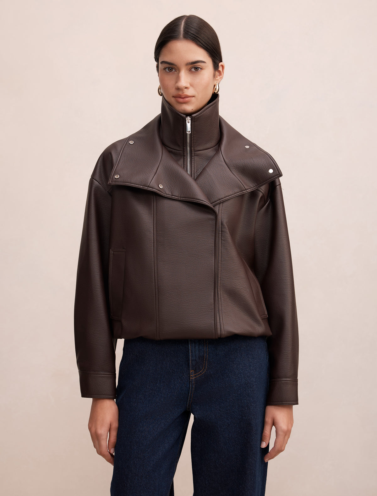 Bex Double Funnel Neck PU Jacket