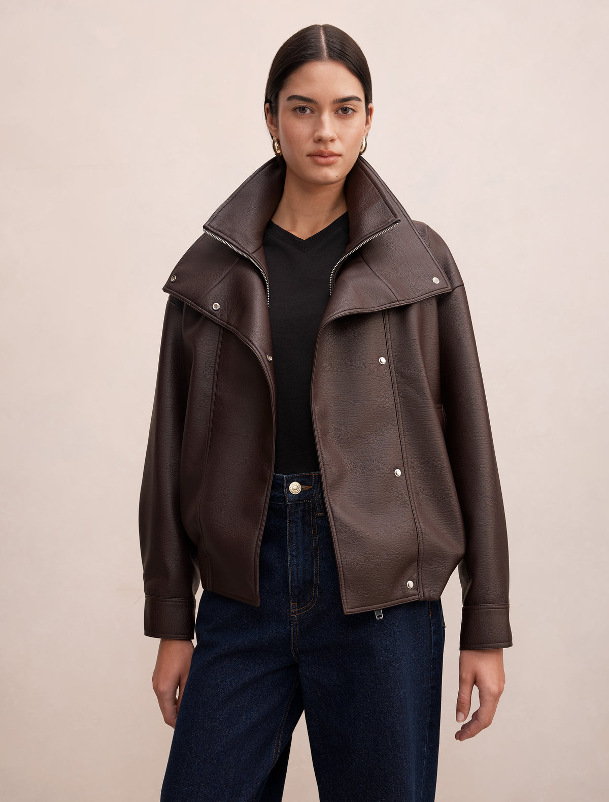 Bex Double Funnel Neck PU Jacket