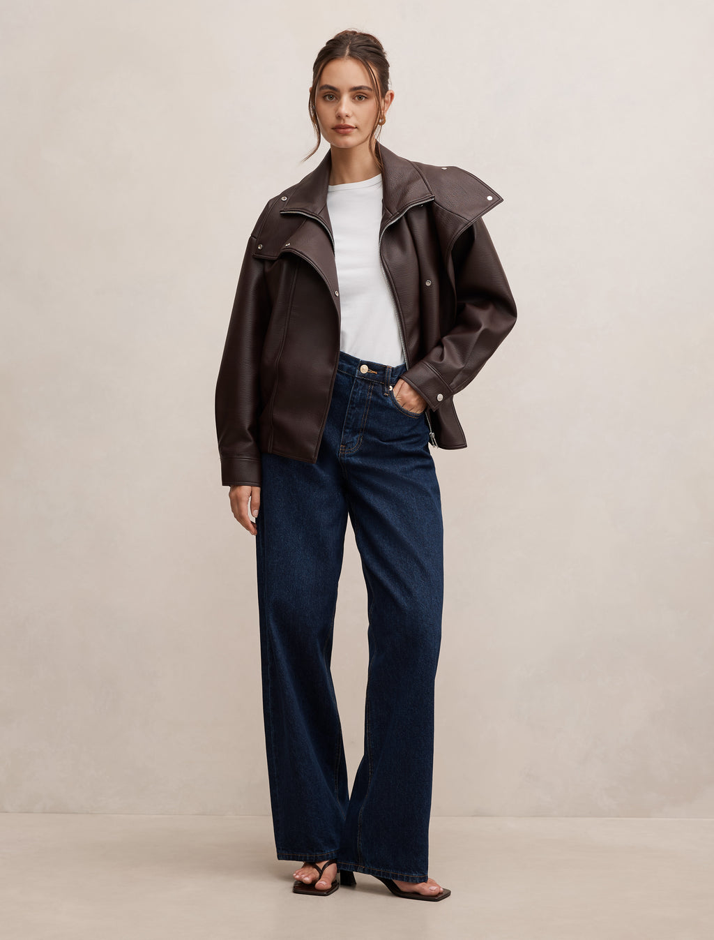 Bex Double Funnel Neck PU Jacket
