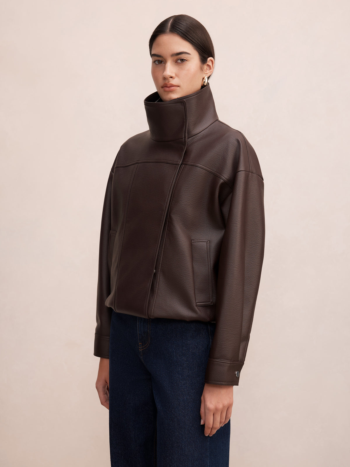 Bex Double Funnel Neck PU Jacket