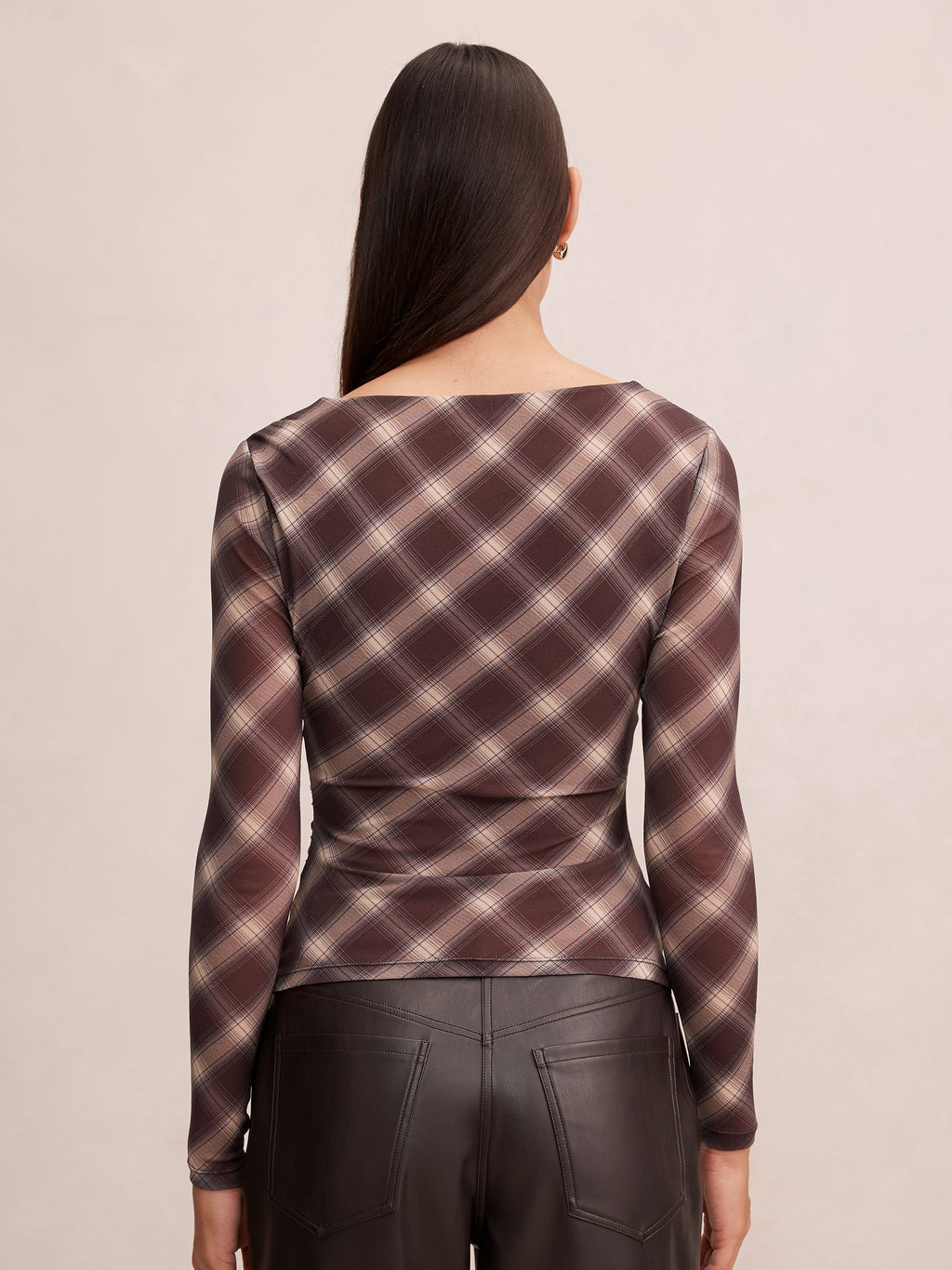 Allegra Check Long Sleeve Top