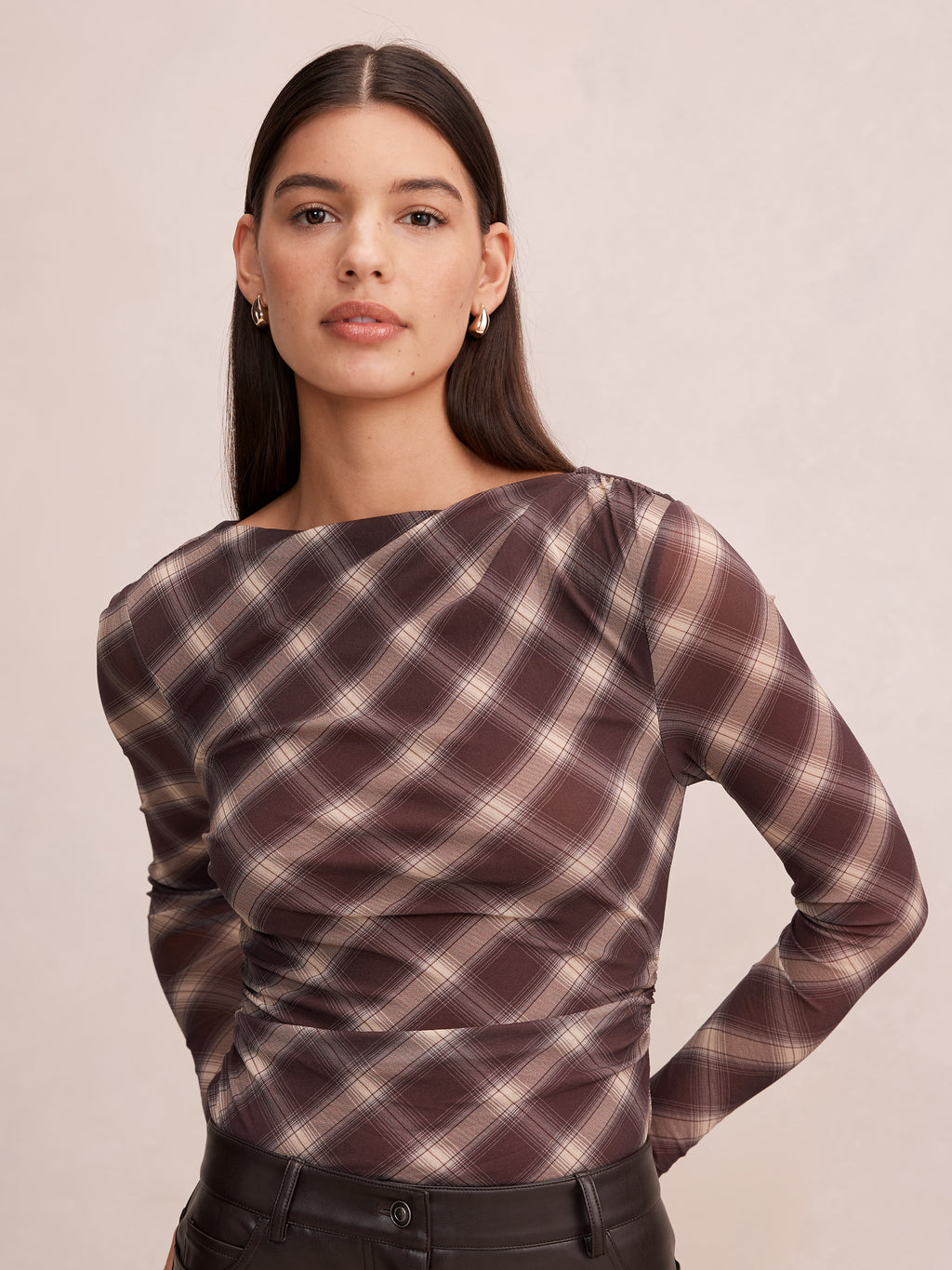 Allegra Check Long Sleeve Top