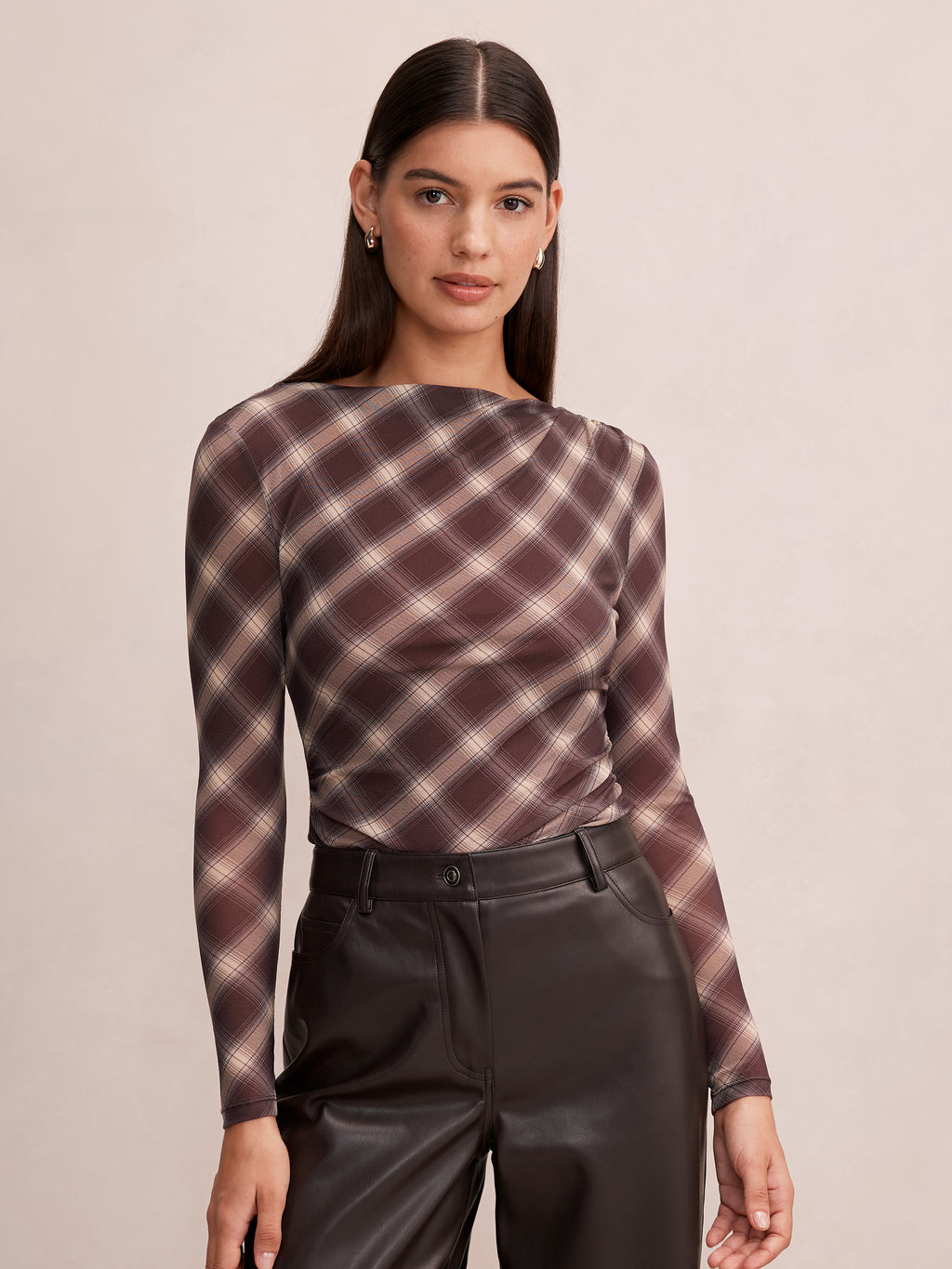Allegra Check Long Sleeve Top