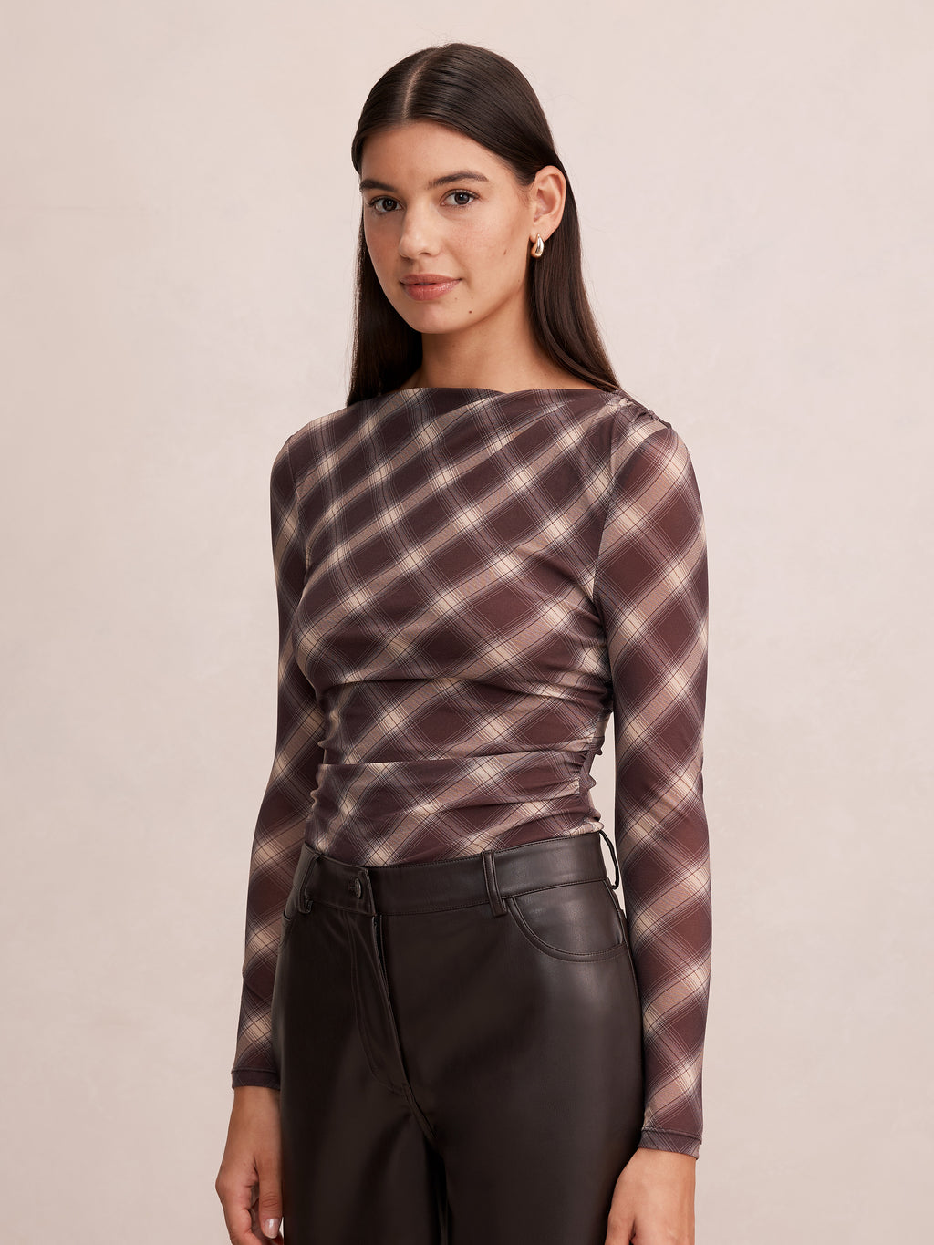 Allegra Check Long Sleeve Top
