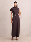 Paisley Cowl Belted Jumpsuit