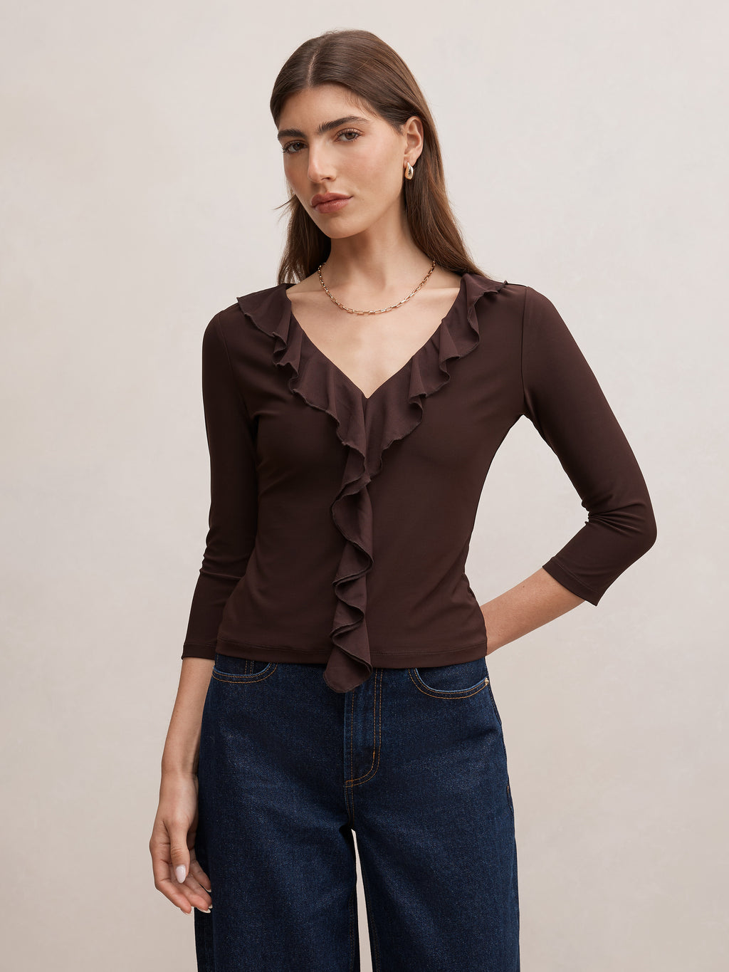 Orla Ruffle 3/4 Sleeve Top
